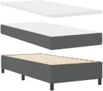 vidaXL Κρεβάτι Box Spring με Στρώμα & Πάγκο Σκούρο Γκρι 90x190 εκ Ύφασμα