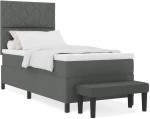 vidaXL Κρεβάτι Box Spring με Στρώμα & Πάγκο Σκούρο Γκρι 90x190 εκ Ύφασμα