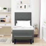 vidaXL Κρεβάτι Box Spring με Στρώμα & Πάγκο Σκούρο Γκρι 90x190 εκ Ύφασμα