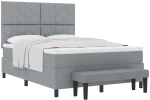 vidaXL Κρεβάτι Box Spring με Στρώμα & Μπάγκο Ανοιχτό Γκρι 160x200 εκ. Ύφασμα