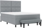 vidaXL Κρεβάτι Box Spring με Στρώμα & Μπάγκο Ανοιχτό Γκρι 160x200 εκ. Ύφασμα