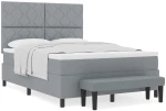 vidaXL Κρεβάτι Box Spring με Στρώμα & Μπάγκο Ανοιχτό Γκρι 160x200 εκ. Ύφασμα