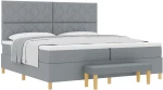 vidaXL Κρεβάτι Box Spring με Στρώμα & Μπάγκα Ανοιχτό Γκρι 200x200 εκ. Ύφασμα