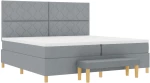vidaXL Κρεβάτι Box Spring με Στρώμα & Μπάγκα Ανοιχτό Γκρι 200x200 εκ. Ύφασμα