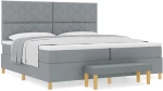 vidaXL Κρεβάτι Box Spring με Στρώμα & Μπάγκα Ανοιχτό Γκρι 200x200 εκ. Ύφασμα