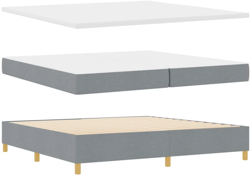 vidaXL Κρεβάτι Box Spring με Στρώμα & Μπάγκα Ανοιχτό Γκρι 200x200 εκ. Ύφασμα