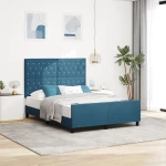 vidaXL Κρεβάτι Σκελετός Σκούρο Μπλε 160x200 εκ Βελούδο