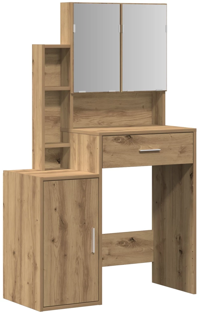 vidaXL Τουαλέτα με Καθρέφτη και LEDs Artisan Oak Επεξεργασμένο Ξύλο