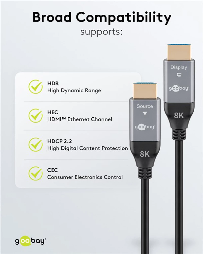GOOBAY καλώδιο HDMI 2.1 76277 με Ethernet, 8K/60Hz, 48 Gbps, 40m, μαύρο