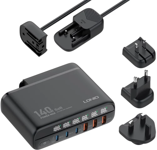 LDNIO σταθμός φόρτισης A6140C, 3x USB-C/3x USB, 140W, PD/QC, GaN, μαύρος
