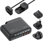 LDNIO σταθμός φόρτισης A6140C, 3x USB-C/3x USB, 140W, PD/QC, GaN, μαύρος