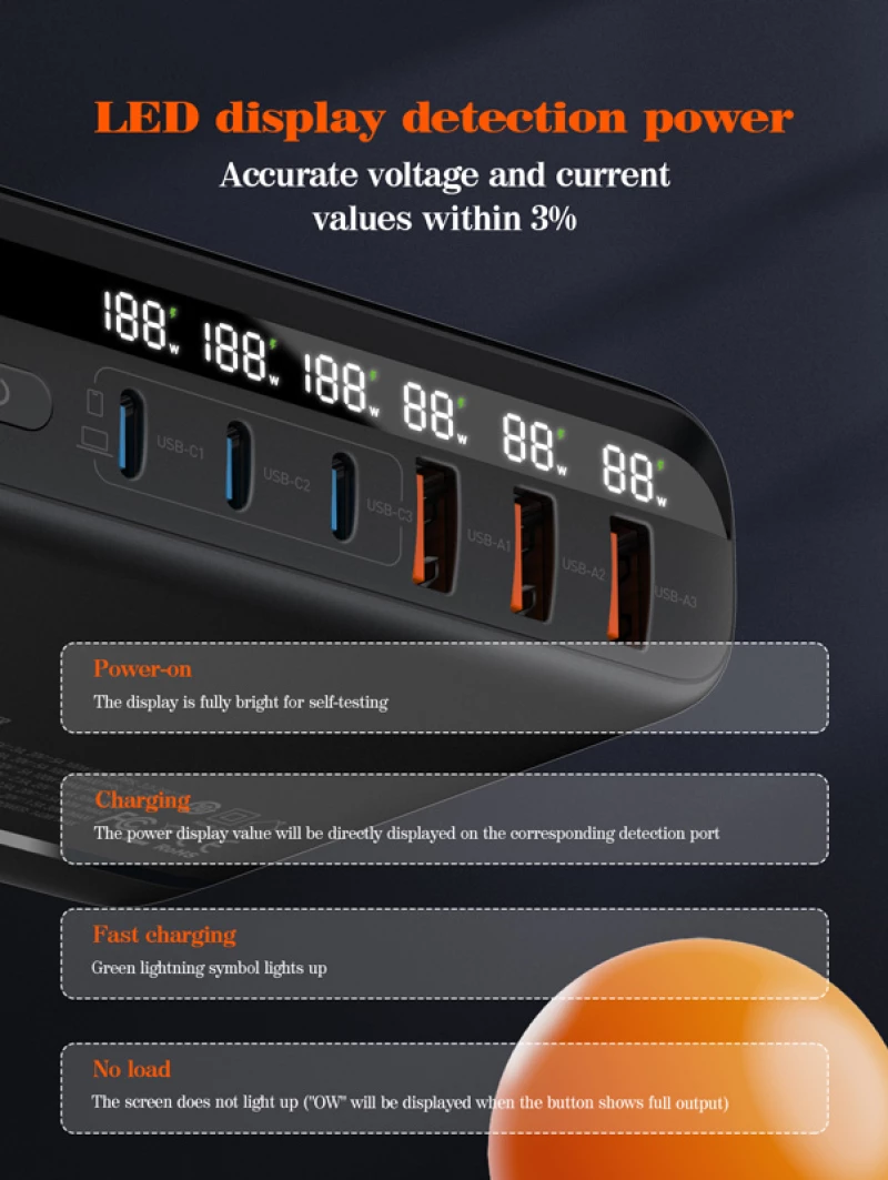 LDNIO σταθμός φόρτισης A6140C, 3x USB-C/3x USB, 140W, PD/QC, GaN, μαύρος