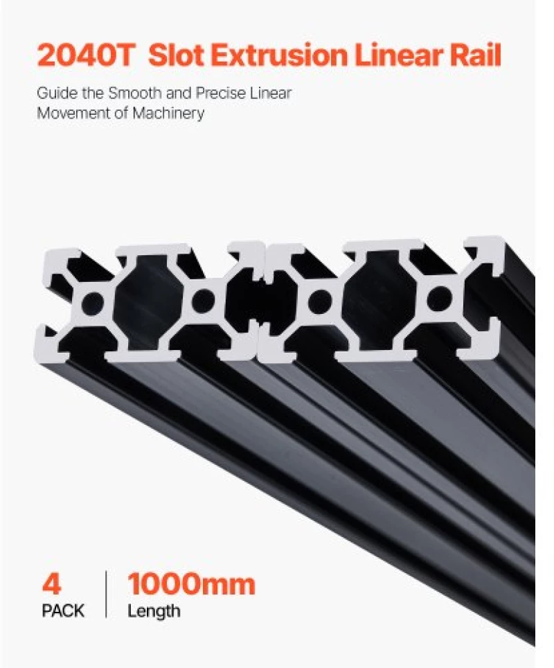 VEVOR 4PCS 39.4 in (1000 mm) T Slot 2040 Aluminum Extrusion Anodized Linear Rail