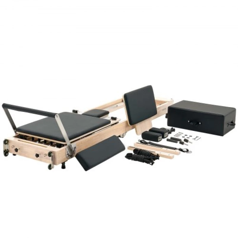 VEVOR Foldable Pilates Reformer Wooden Pilates Machine Home Gym Equipment