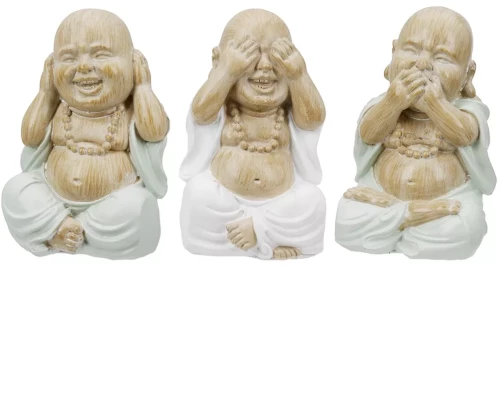 Φιγούρα Buddha "Meditation" Πολυρεζίνη Ecru PU 12 Pcs. Assorted 6x5x9.5cm - -