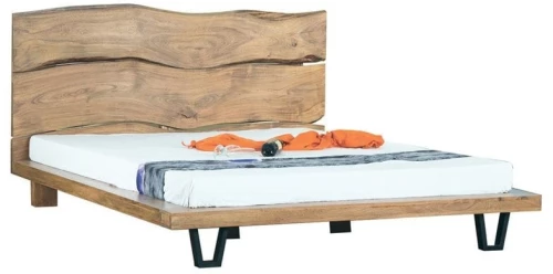 ROYAL Κρεβάτι Διπλό, για Στρώμα 150x200cm, Μέταλλο Βαφή Μαύρο, Ξύλο Ακακία Φυσικό