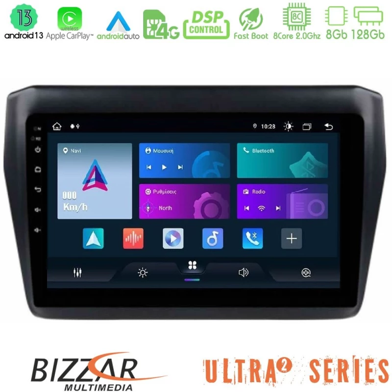 Bizzar Ultra Series Suzuki Swift 2017-2023 8core Android13 8+128gb Navigation Multimedia Tablet 9" u-ul2-Sz0522