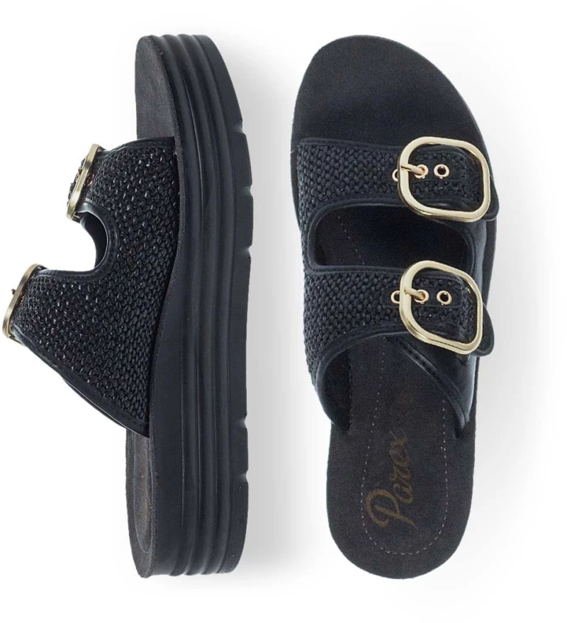 Parex Γυναικείες Παντόφλες Ανατομικές Flatform Comfort 12731008.B Μαύρο 127475