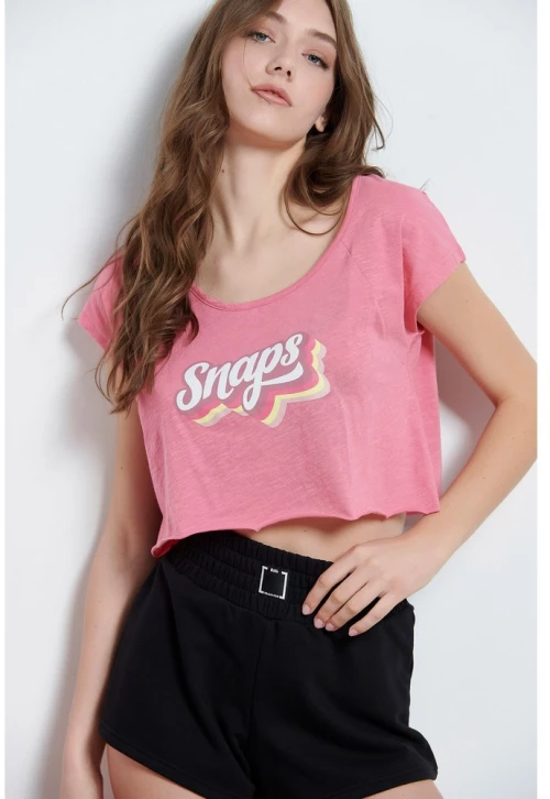 Γυναικείο Bdtk cropped t-shirt 1221-901320 1221-901320-00334 BODY TALK Ροζ