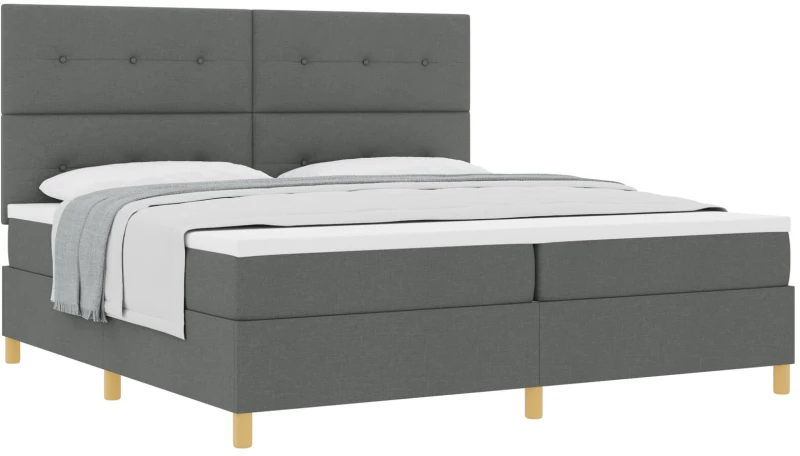 vidaXL Κρεβάτι με Στρώμα Σκούρο Γκρί 200x200 cm Υφάσματος