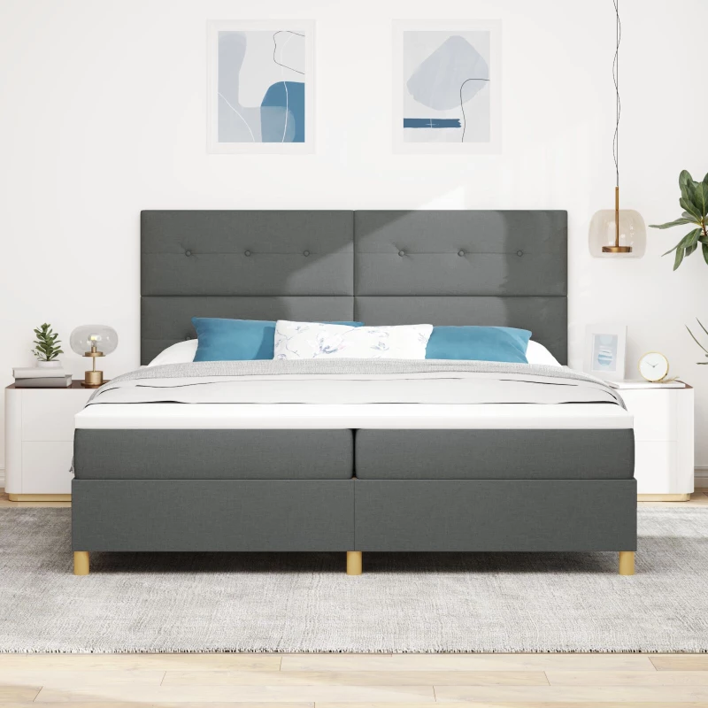 vidaXL Κρεβάτι με Στρώμα Σκούρο Γκρί 200x200 cm Υφάσματος