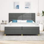 vidaXL Κρεβάτι με Στρώμα Σκούρο Γκρί 200x200 cm Υφάσματος