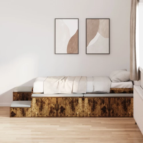vidaXL Κρεβάτι αποθήκευσης Καπνιστή Δρυς 80x200 cm