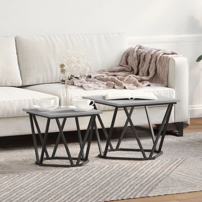 vidaXL Σετ 2 Πλευρικών Τραπεζιών Γκρι Sonoma Κατασκευασμένο Ξύλο