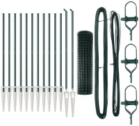 vidaXL Euro Fence με 13 σιδερένιους πασσάλους 1,2x25 μ Γαλβανισμένος Χάλυβας Πράσινος