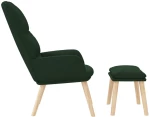 vidaXL Πολυθρόνα Relax Σκούρο Πράσινο Υφασμάτινη με Σκαμπό