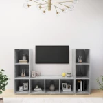 vidaXL Έπιπλα Τηλεόρασης 3 τεμ. Γκρι Σκυρ. 107x35x37 εκ. Μοριοσανίδα