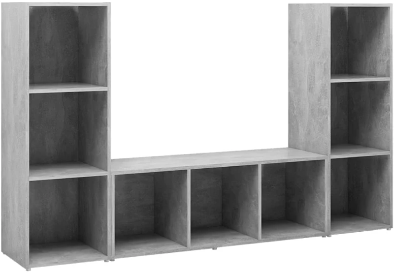 vidaXL Έπιπλα Τηλεόρασης 3 τεμ. Γκρι Σκυρ. 107x35x37 εκ. Μοριοσανίδα