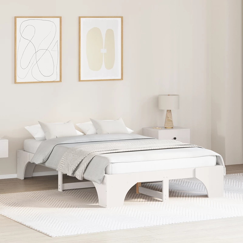 vidaXL Κρεβάτι Λευκό Ξύλο 120 x 200 cm Ανθεκτικό Σύγχρονο