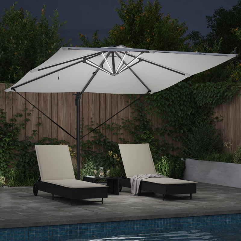 vidaXL Ομπρέλα Roma με LEDs Άμμος 286x285x270 εκ. Αλουμίνιο