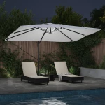 vidaXL Ομπρέλα με Βραχίονα με LED Μπεζ 352x251x265 εκ. Αλουμίνιο
