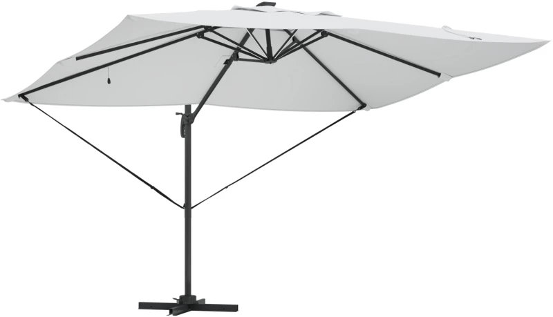 vidaXL Ομπρέλα με Βραχίονα με LED Μπεζ 352x251x265 εκ. Αλουμίνιο