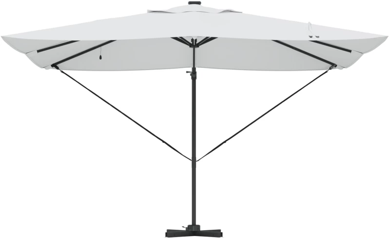 vidaXL Ομπρέλα με Βραχίονα με LED Μπεζ 352x251x265 εκ. Αλουμίνιο