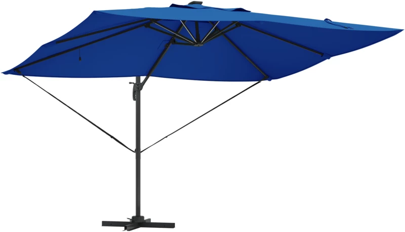 vidaXL Ρώμη Ομπρέλα Βραχίονα με LEDs Azure Μπλε 352x251x265 εκ. Αλουμίνιο