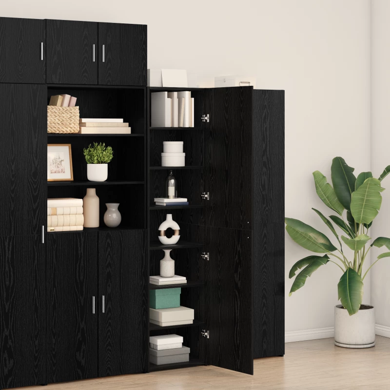 vidaXL Υψηλό Ντουλάπι Μαύρης Βελανιδιάς 45x42.5x185 εκ Επεξεργασμένο Ξύλο