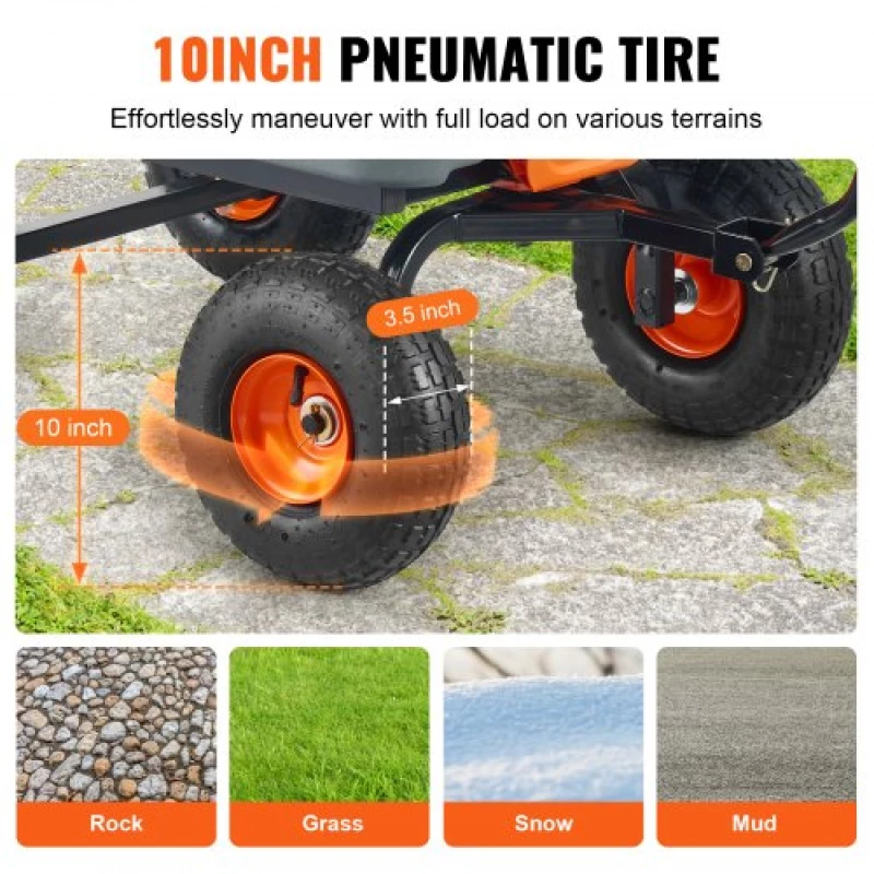 VEVOR Poly Garden Dump Cart Heavy-duty Yard Carts and Wagons 800 lbs 10" Tires