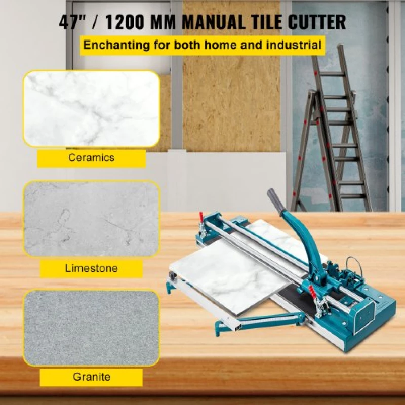VEVOR 47Inch/1200mm Tile Cutter Double Rail Manual Tile Cutter 3/5 in Cap w/ Precise Laser Positioning Manual Tile Cutter Tools for Precision Cutting
