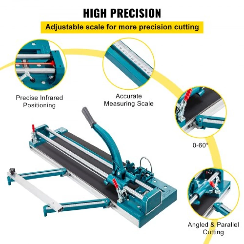 VEVOR 47Inch/1200mm Tile Cutter Double Rail Manual Tile Cutter 3/5 in Cap w/ Precise Laser Positioning Manual Tile Cutter Tools for Precision Cutting