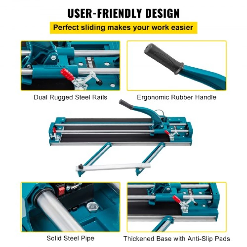 VEVOR 47Inch/1200mm Tile Cutter Double Rail Manual Tile Cutter 3/5 in Cap w/ Precise Laser Positioning Manual Tile Cutter Tools for Precision Cutting