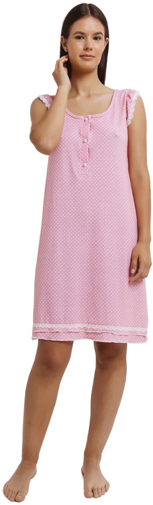 Giota Homewear Νυχτικό Ροζ Αμάνικο με Δαντέλα 4550