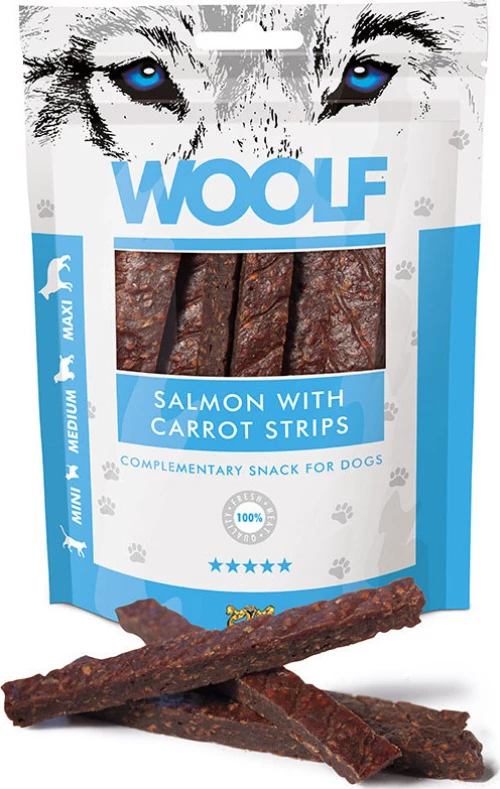 Woolf Salmon Carrot Strips 100gr