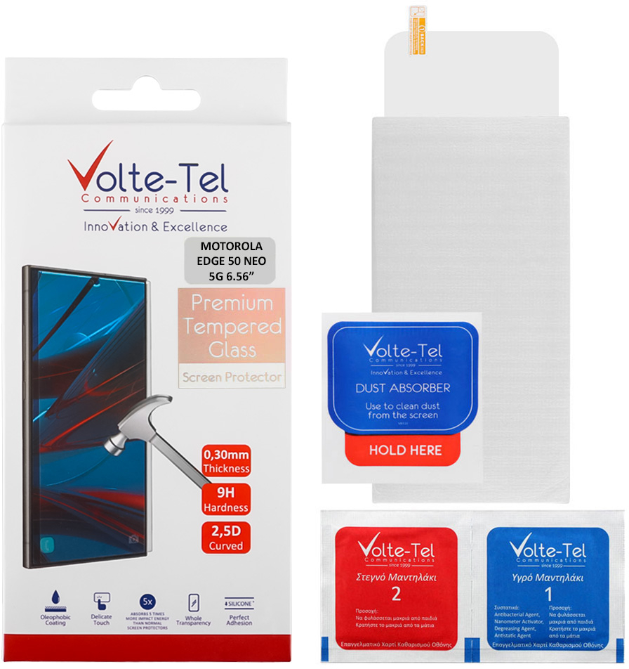 VOLTE-TEL TEMPERED GLASS MOTOROLA EDGE 50 NEO 5G 6.4" 9H 0.30mm 2.5D FULL GLUE