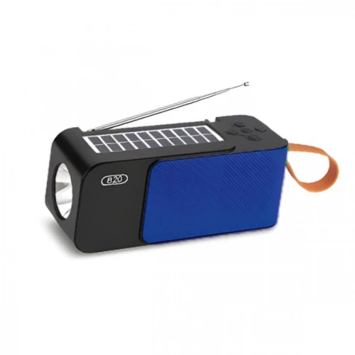 L820 Ηλιακό Φορητό Ηχείο 10w Bluetooth με Ψηφιακό Ραδιόφωνο AM-FM, Ηλιακό Πάνελ και Φακό - Μπλέ