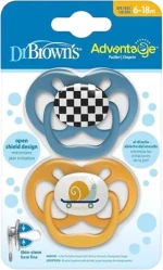 Dr. Brown's Πιπίλες Σιλικόνης Advantage Πεταλούδα 6-18 μηνών (2τεμ) Μπλε Σαλιγκάρι
