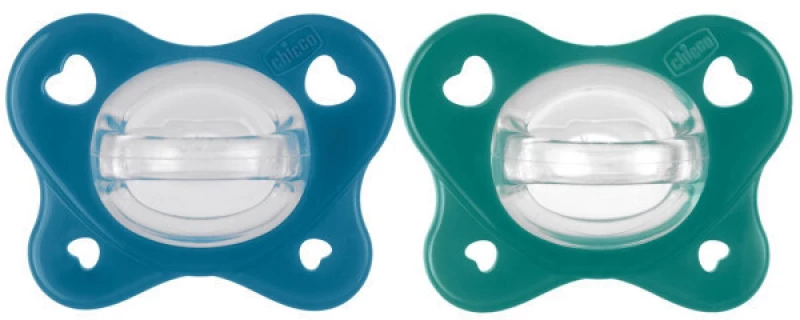 Chicco Πιπίλα PhysioForma Dual Soft, Όλο σιλικόνη Πράσινο/Μπλε 16-36m 2τμχ