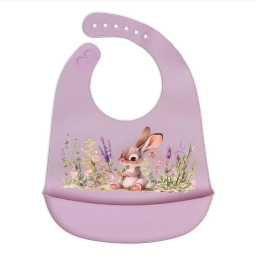 Kiokids Σαλιάρα Σιλικόνης Lavender Bunny